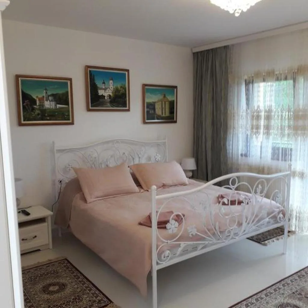 Soba u apartmanu sa udobnim krevetom i prijatnim dekorom